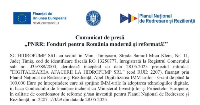 „PNRR: Finanțări pentru România modernă și reformată!”