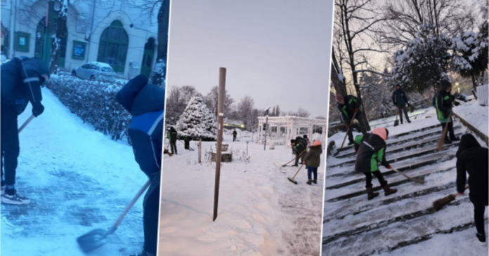 FOTO. Deszăpezirea a continuat și vineri dimineață.