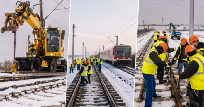 FOTO. Lucrări reluate pe calea ferată dintre Lugoj și Timișoara. Intervenții între Remetea și Ghiroda.