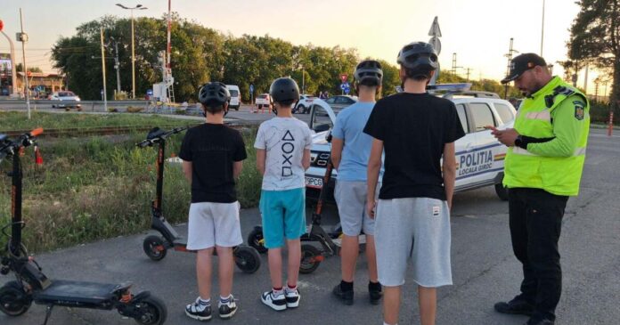 Teribilism pe trotinete în Giroc: Șase copii au creat haos în trafic și au făcut gesturi obscene.