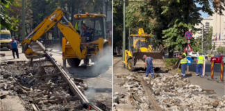 VIDEO. Lucrări la linia de tramvai de la Parcul Copiilor. STPT dorește să afle cauza deteriorării.