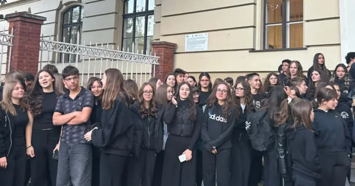 Elevii din Timiș protestează în Piața Victoriei față de uniforma obligatorie Elevii din Timiș protestează în Piața Victoriei față de uniforma obligatorie