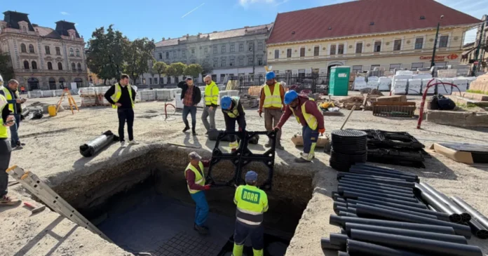 Piața Traian prinde contur. Sistem special sub pavaj pentru rădăcinile arborilor